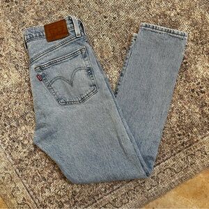 USA Levi's 501 W Light wash Skinny Classic Denim Jeans 26